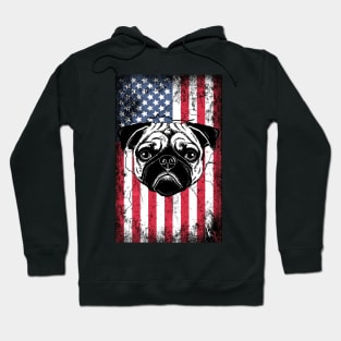 Patriotic Pugs American Flag Hoodie